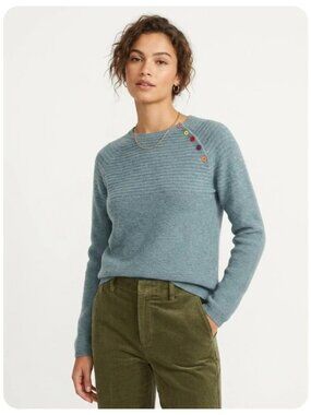 Tabitha Webb Blue Button Shoulder Sweater sz XL